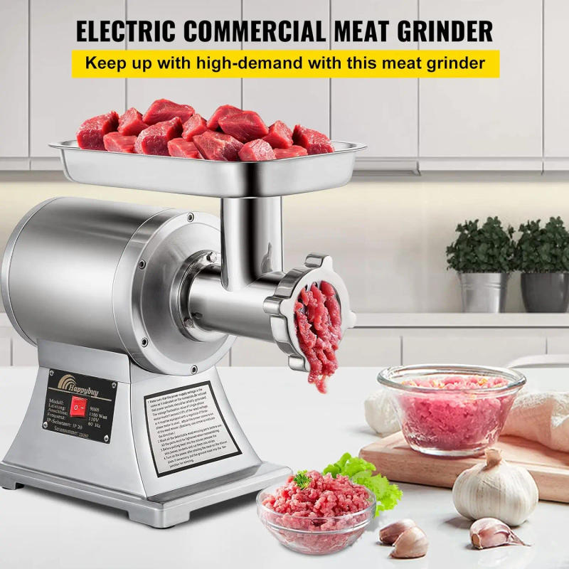 Description Picture 3 of itemCommercial Meat Grinder,550LB/h 1100W, 220 RPM Heavy Duty Stainless Steel Industrial Meat Mincer w/2 Blades, Grinding P