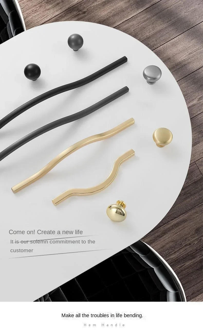 Description Picture 2 of itemHigh-end Wardrobe Handles Light Luxury Modern Minimalist Cabinets Black Gold Drawers Long Handles Cabinet Doors Wardrobe Door