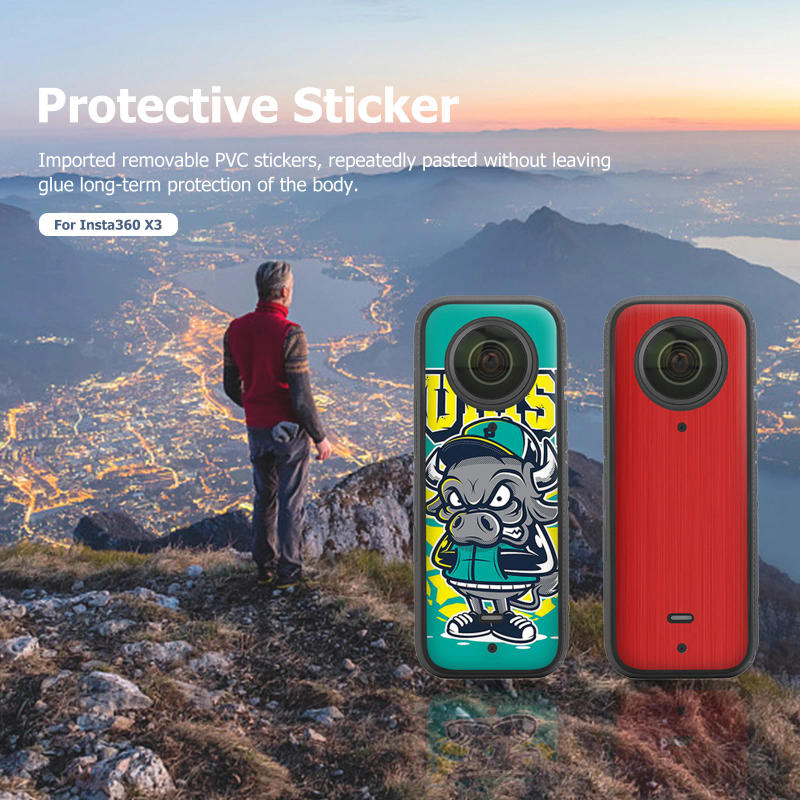 Description Picture 6 of item2 Sets Cartoon Sticker Protective Film Waterproof Scratch-proof Decals Removable Skin Cover for Insta360 X3 Camera Accessories