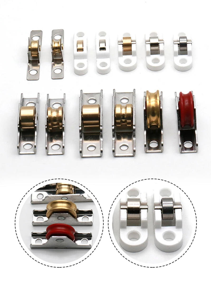 Description Picture 3 of item7/7.5/10/12mm Old-Fashioned Sliding Door Roller Cabinet Copper Caster Wheel Pulley Runners For Wardrobe Furniture Hardwar