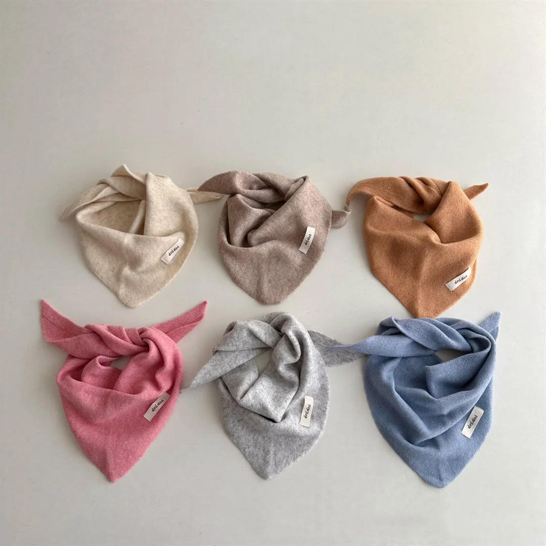 Description Picture 4 of itemWinter Children's Triangle Scarf Wool Solid Scarf Baby Girls Soft Shawl Kids Collar Warm Neckerchief Boys Drool Saliva Towels