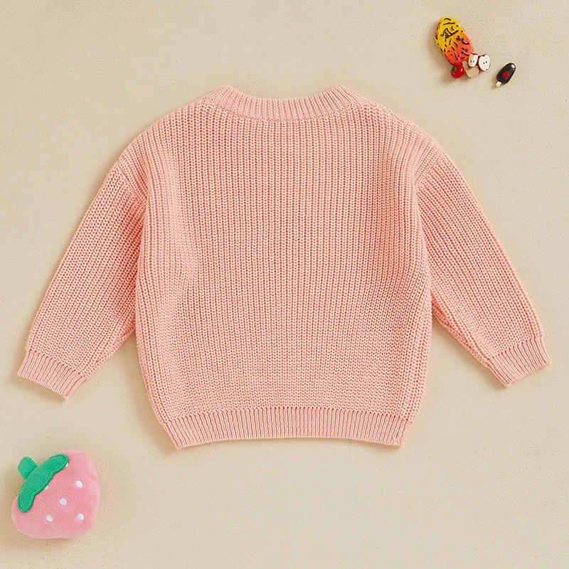 Description Picture 3 of itemToddler Girls Sweater Strawberry Embroidered Long Sleeve Pullovers Fall Winter Kids Clothes Baby Jumpers Tops