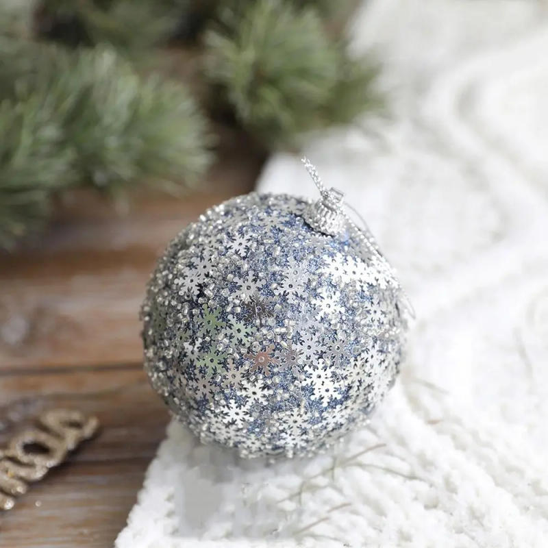 Description Picture 6 of item8cm Christmas Foam Sequin Balls Pendant Blue Reusable Christmas Hanging Balls Shatterproof Elegant Christmas Tree Ornaments