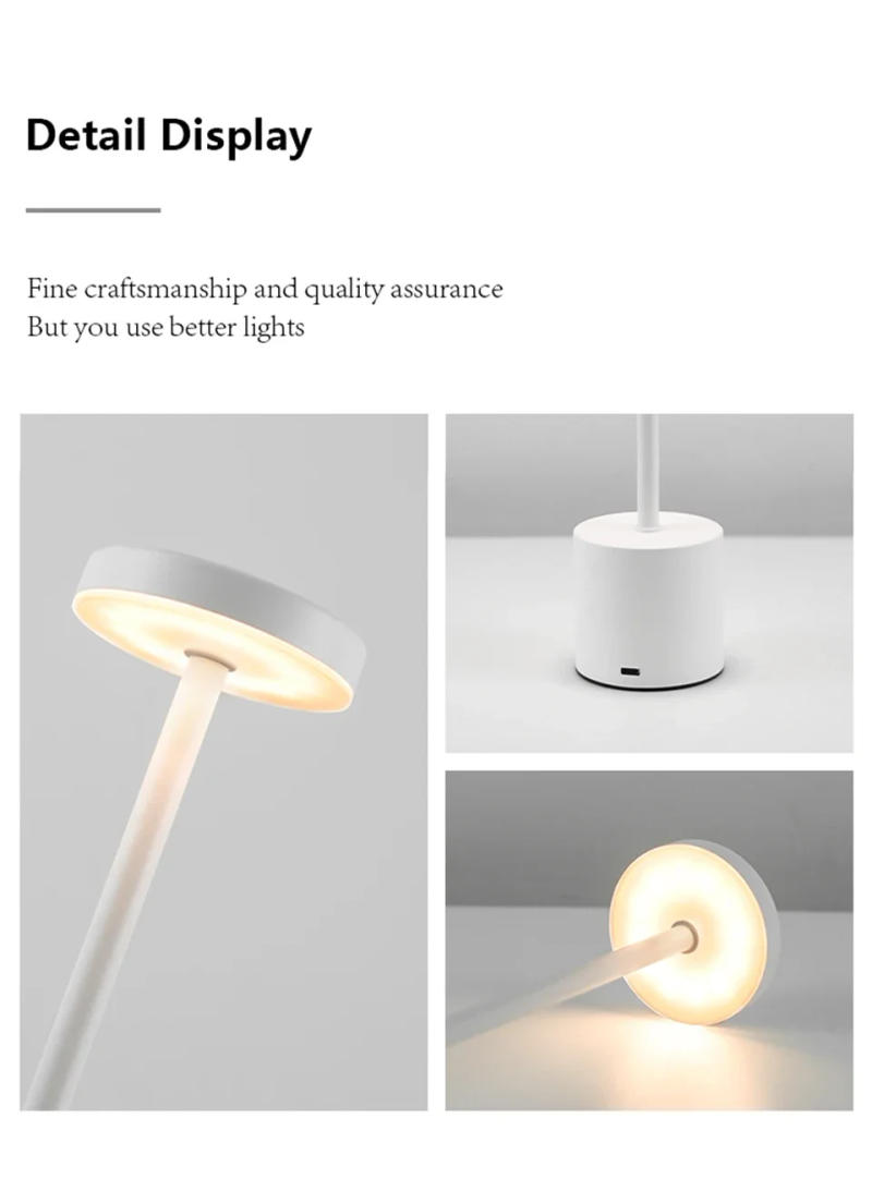 Description Picture 6 of itemSimple Rechargeable Touch Metal Table Lamp Three Colors Bedside Creative Ambient Light Bar Indoor Decoration LED Night Light