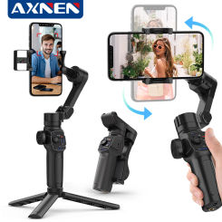 AXNEN HQ4 Vlog Kit, 3-Axis Handheld Gimbal Phone Stabilizer with Extension Rod for iPhone Smartphone Android Mobile Cell Phone