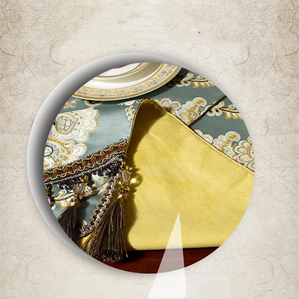 Description Picture 6 of itemLuxury Vintage Embroidered Table Runner Fine Dining Restaurant Wedding Table Decor European Chenille Tablecloth Table Cover
