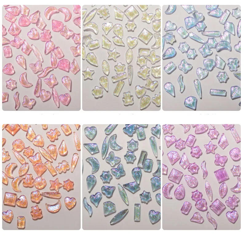 Description Picture 5 of itemAbout100pcs Alien Aurora resin shaped Diamond Nail Art Charms Crystal  Rhinestones Decorations 3D Gems Manicure Accessories