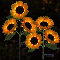 LED Solar Sunflowers Rose Flower Light Home Decorative Flower Lights Garden Decoration Lawn Lamp Waterproof Landscape Rose Light