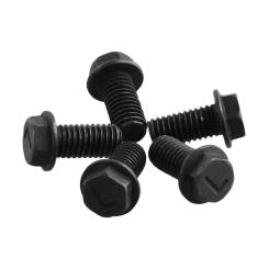 Brand New Nice Practical M8 X 18mm Saw Blade Screw 5pcs Bolt Flange Hex Head Left Hand For Cutting Machine Black Carbon Steel