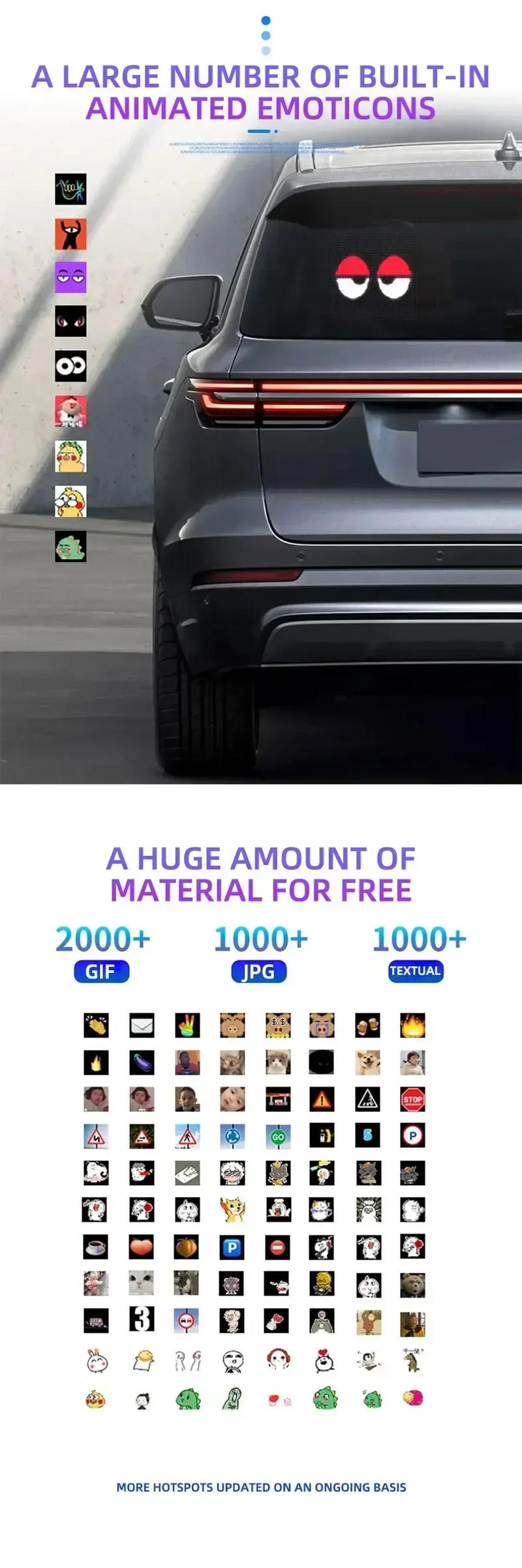 Description Picture 4 of itemDIY Smart Car LED Sign With Remote Control or NO Remote Matrix Pixel Panel Lamp APP Control for Windshield Display Screen Decor