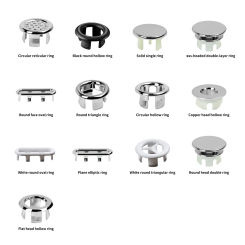 6 Pieces Sink Overflow Cover Rings Kitchen Bathroom Basin Hole Insert Round Cap Replacement Accessories White oval