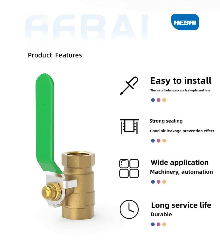 Description Picture 3 of itemBrass Mini Ball Valve Air Compressor Water Gas Oil Shut Off Valve 1/8" 1/4" 3/8" 1/2" BSP Threaded Male To Female
