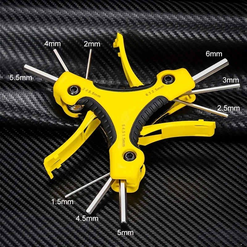 Description Picture 4 of itemFolding Hexagonal Star Key Cr-V Steel Portable Screwdriver Tool Metric Folding Hexagonal Wrench Kit Red Yellow