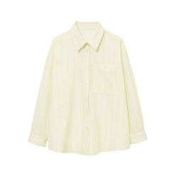 Women's Shirt New Summer 2025 Yellow Striped Loose Shirt Boyfriend Style Casual Lazy Personality Fashion