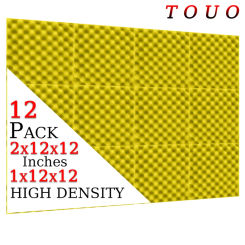 TOUO Acoustic Foam 12 Pcs Egg Crate Sponge Pad Ktv Acoustic Treatment High-Density Sound Absorbing Sound Insulation Material