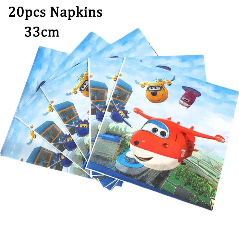 Description Picture 6 of itemCartoon Super Wings Party Supplies Kids Birthday Party Disposable Tableware Set Paper Plates Cups Baby Shower Decorations