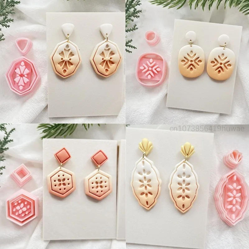 Description Picture 2 of item2Pcs/Set Elegant Geometric Shaped Polymer Clay Cutters Pottery Clay Molds for DIY Earring Making Pendant Jewelry Cutting Tools