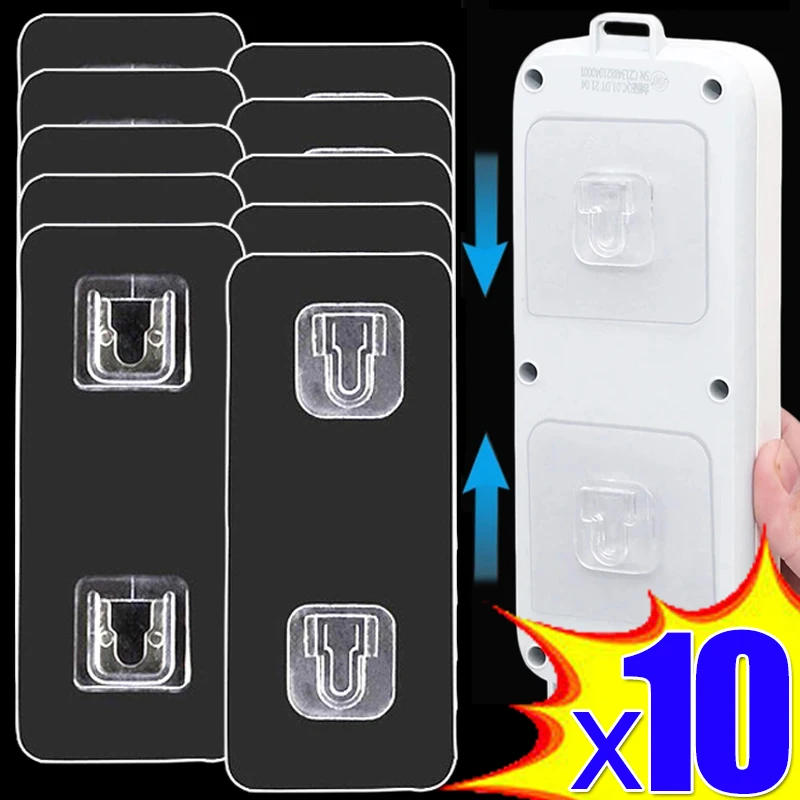 Description Picture 4 of item2/40Pcs Double-Sided Adhesive Wall Hook Multi-Purpose Wall-Mounted Strong Desktop Socket Fixer Kitchen Bathroom Organizer Holder