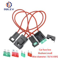 Medium ATC Fuse Holder In-line 18/16AWG Wire Copper 32V Power Blad with Small Fuse and Car Blade Fuse 2A 3A 5A 7.5A 10A 15A 20A