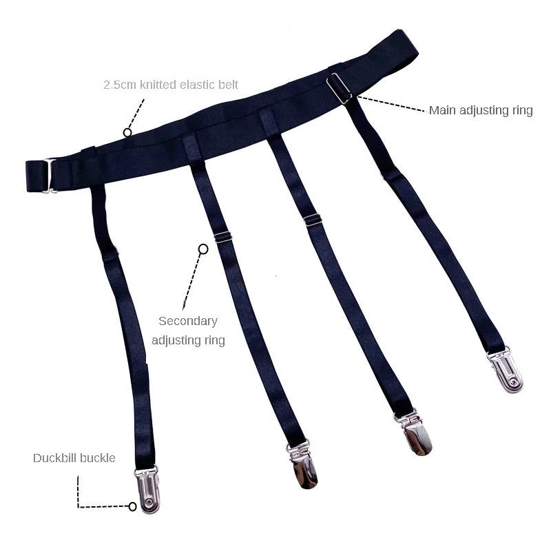 Description Picture 5 of itemBlack Simplicity Sexy Garter Belt for Women Thigh High Stockings Adjustable Elastic Leg Sock Suspenders Belt 4/6 Metal Clips