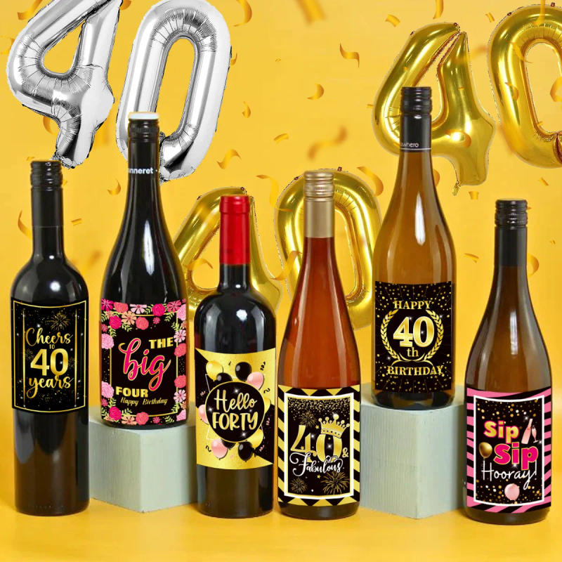 Description Picture 6 of item30th 40th 50th 60th Birthday Wine Bottle Label Stickers Present for Men Women DIY Supplies Happy Birthday Party Decorations