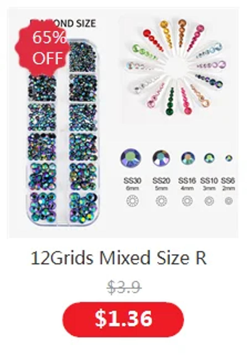 Description Picture 4 of item10000pcs Mixed Colors Mini Nail Rhinestones Glitter Crystal Stones Beads Flatback Diamond Nail Charms Parts Manicure Accessory