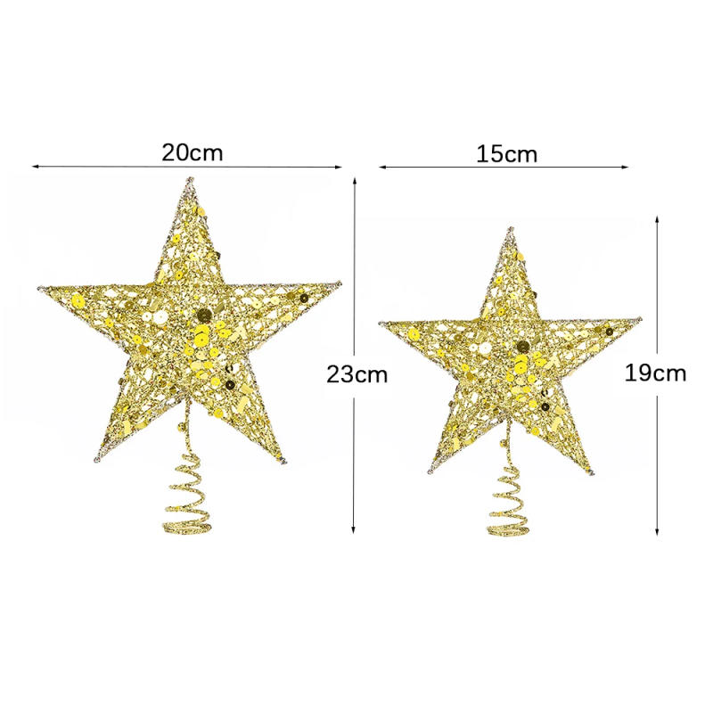 Description Picture 2 of item20/15Cm Christmas Tree Topper Star Gold Glitter Iron Red Sliver Stars Merry Christmas Decorations 2022 Xmas Tree Ornaments