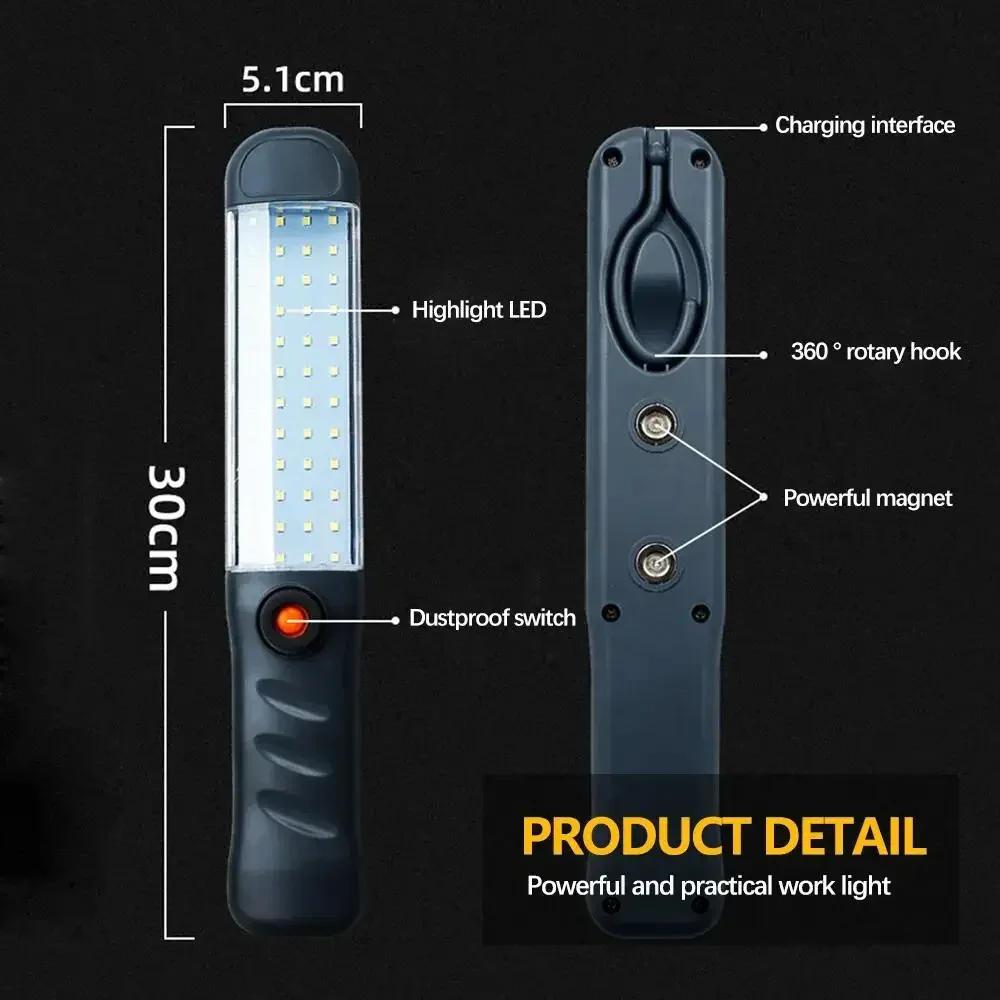 Description Picture 5 of itemAuto LED light Rechargeable Garage Mechanic Light Rechargeable Flashlight Magnetic Torch Emergency Warning Light car Accessories