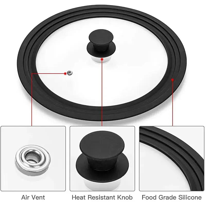 Description Picture 6 of itemMulti Size Universal Lid for Pots Pans Cookware Tempered Glass Lid for Skillets with Silicone Rim Replacement Lid for Frying Pan