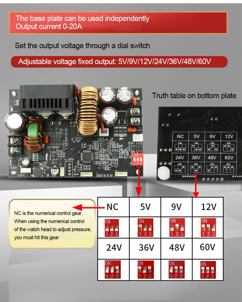 Description Picture 6 of itemXY6015L XY6020L CNC Adjustable DC Stabilized Voltage Power Supply Constant Voltage Constant Current Step-Down Module/Base Plate