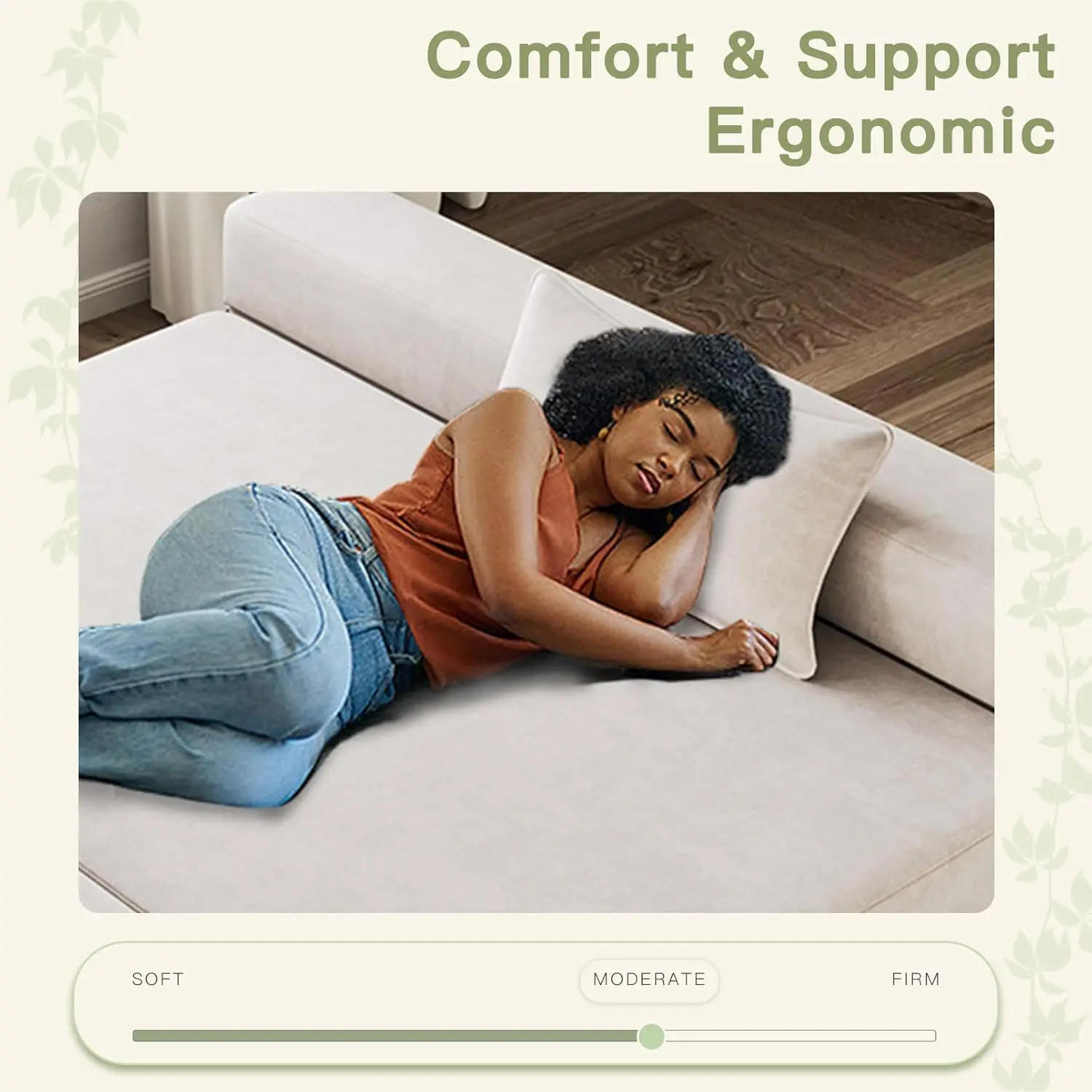 Description Picture 5 of itemFolding Sofa Bed Queen with 2 Pillows, Portable Foldable Sofa Bed for Travel, Trifold Sleeper with Breathable & Washable Cover