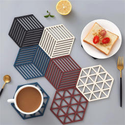 1pcs Silicone Trivet Mats And Hot Pads Hexagon Heat Resistant Multifuntion Kitchen Tool Counter Mat Silicone Placemat Pot Holder