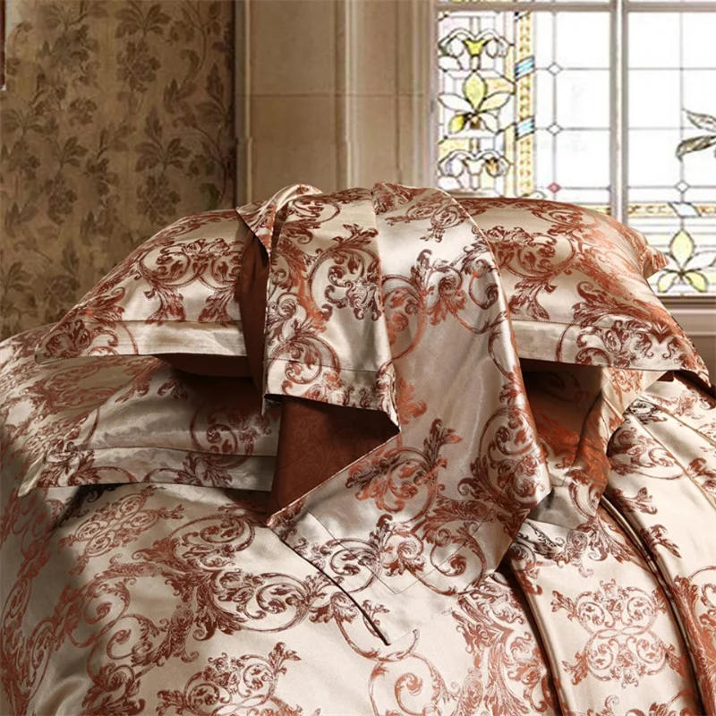 Description Picture 6 of itemLuxury Satin Jacquard Single Double Duvet Cover Set King Size High End European Wedding Bedding Set Queen Size Quilt Cover Set