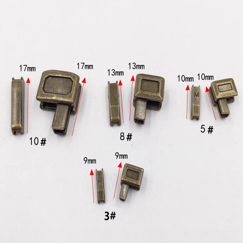 Description Picture 3 of item10 Sets 3# 5# 8# Metal Zipper Latch Slider Retainer Insertion Pin Zipper Bottom Zipper Stopper for Metal Zipper Repair