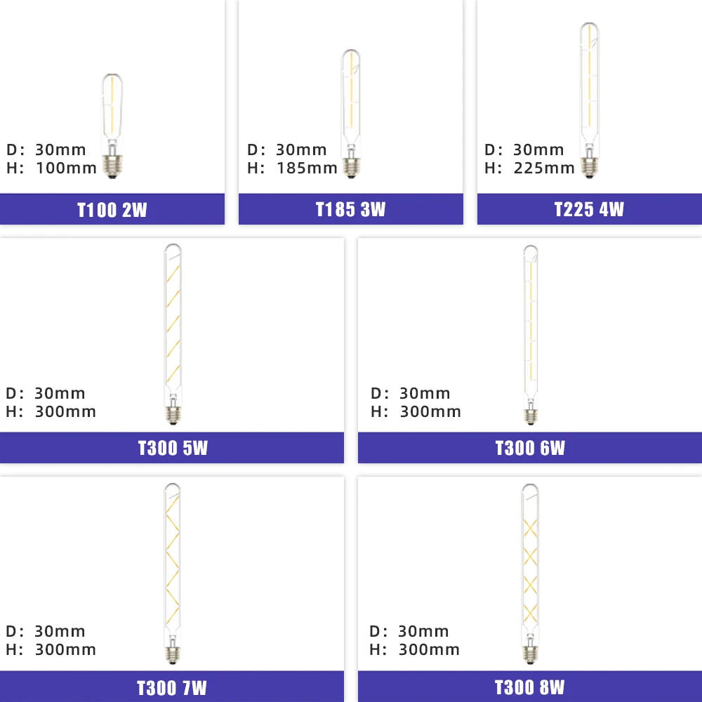 Description Picture 3 of itemE27 Vintage Edison LED Light Lamp T185 T225 T300 LED Bulb  2W 3W 4W 5W 6W 7W 8W 220V Retro Flame Light For Home Decoration