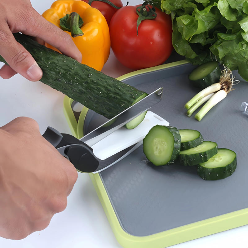 Description Picture 5 of itemSeparable Kitchen knife Cutting Board Scissors with Wavy Waffle Knife Vegetable Chop Scissors Easy Cutter Multifunction Cutter
