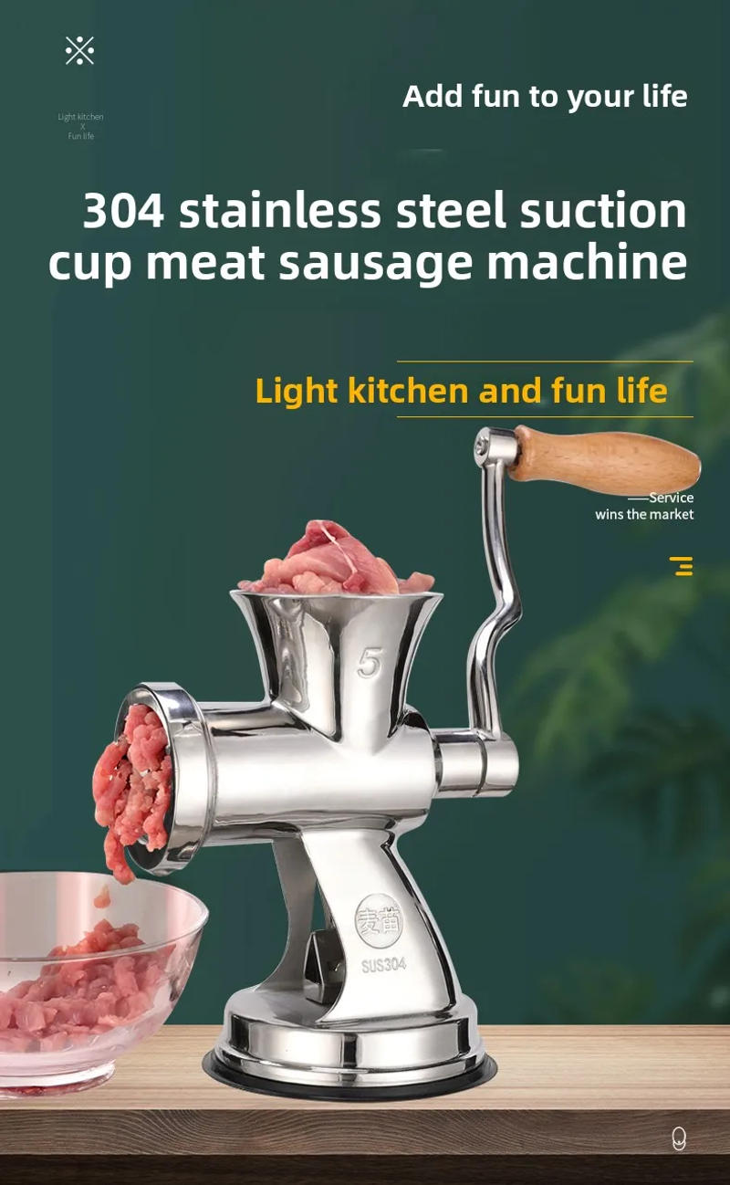 Description Picture 2 of itemManual Meat Grinder, Hand Crank Meat Mincer for Home Kitchen Stainless Steel Blades, Non-Slip Base, Easy to Clean