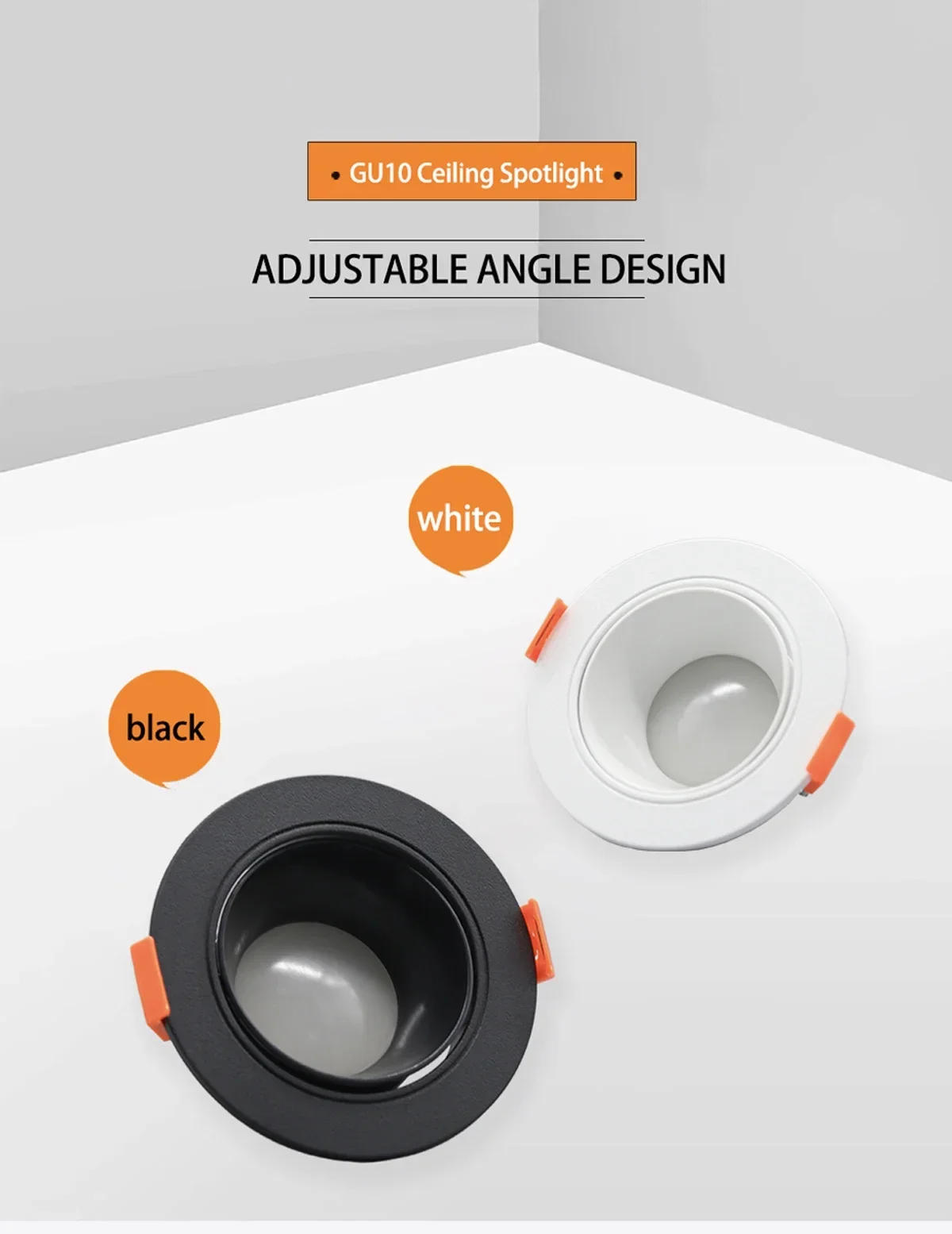 Description Picture 2 of item5/10/20pcs 5W LED Downlight GU10 Ceiling Spotlights Energy Saving Angle Adjustable 90degree Rotating AC220V 120V Indoor Lighting