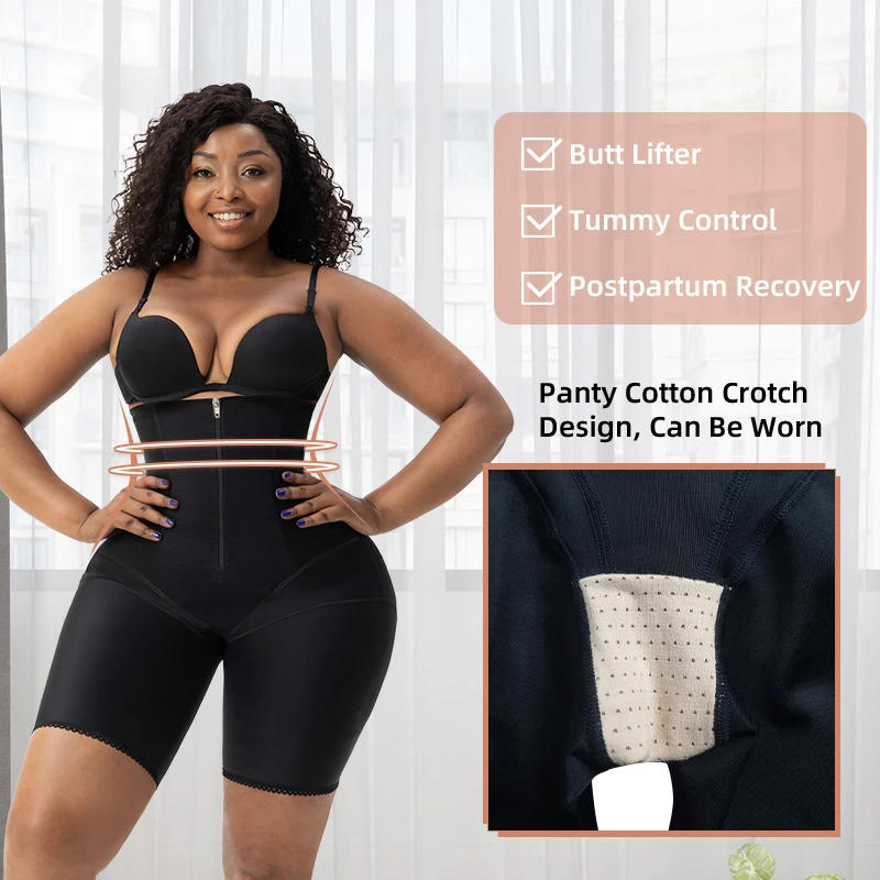 Description Picture 4 of itemHigh Waist Body Shaper Women Postpartum Recovery Tummy Control Butt Lifter Zipper With Inner Hooks In Front Shapewear Shorts