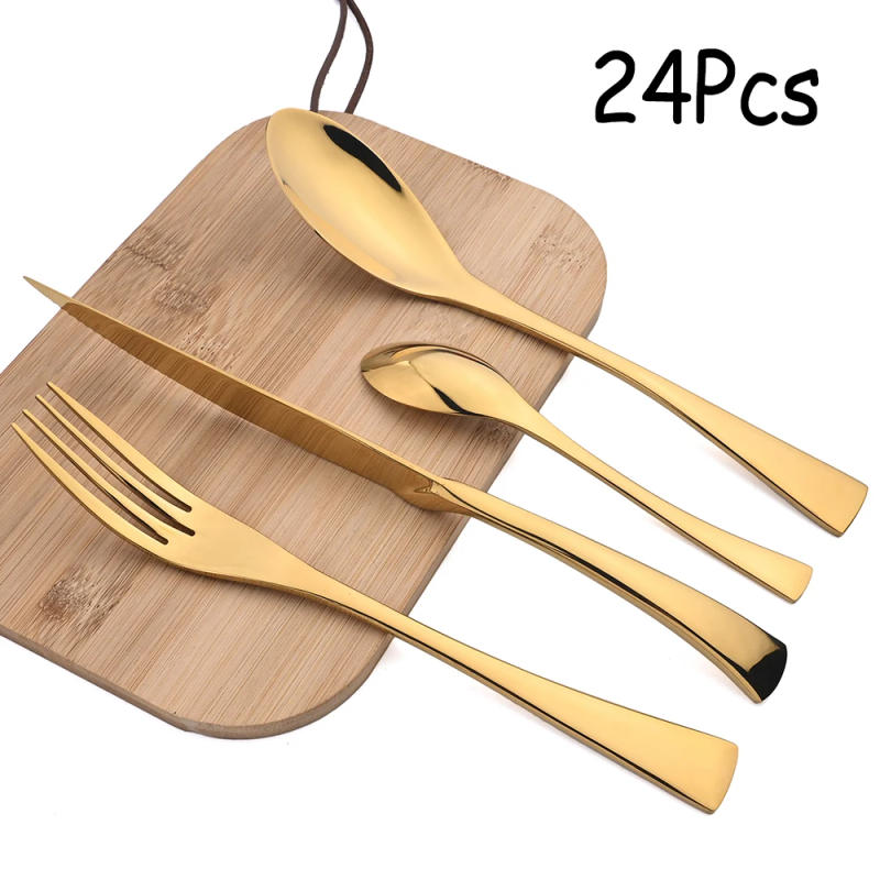 Description Picture 2 of itemAJOYOUS 24Pieces Cutlery Set 304 Stainless Steel Tableware Knife Fork Spoon Cutlery Set with Teaspoon Kitchen Western Dinnerware