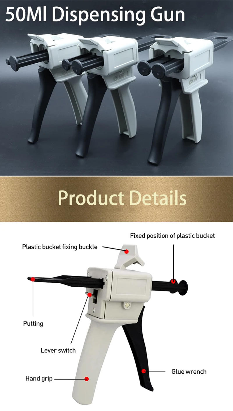 Description Picture 2 of itemEpoxy 50ml 112141 Two Adhesive Manual Portable Dispensing Ab Glue Gun For ab Glue Cartridge