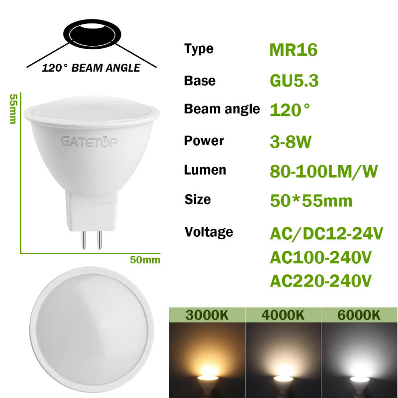 Description Picture 5 of item50PCS LED Spotlight Mr16 Gu5.3 AC220V AC110V DC12V 3000K/4000K/6000K Lighting Bulbs Lamp for Home Living Bedroom Home Derection