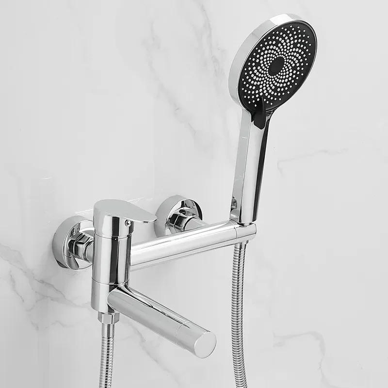 Description Picture 3 of itemBrushed Gold Bathtub Shower Set Wall Mounted Rotatable Gray Bidet Bathroom Bath & Mixer Tap