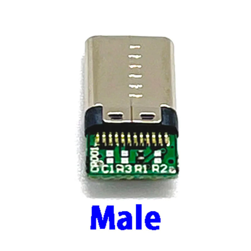 Description Picture 3 of itemUSB 3.1 type c male/Female Connectors Jack Tail 24pin usb Male Plug Electric Terminals welding DIY data cable Support PCB Board