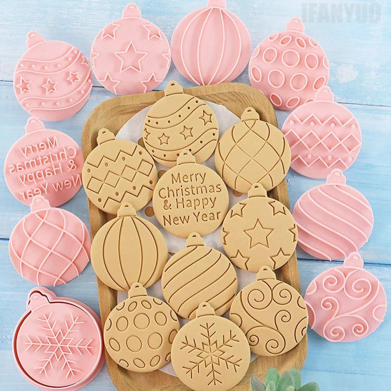 Description Picture 4 of itemCookies Cutter Christmas Dough Stamp Plastic 3D Cartoon Pressable Biscuit Mold Confectionery Baking Pastry Bakeware Party Decor