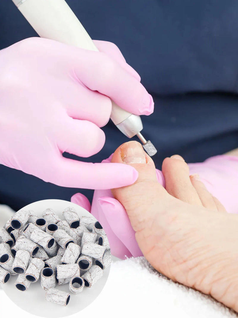 Description Picture 2 of item100Pcs Sanding Bands With 1Pcs Metal Shaft Set Nail Drill Bits For Remove Nail Polish Gel Dead Skin Calluses Cutter Drill Bit