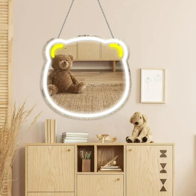 Description Picture 4 of itemBear Mirror Neon Sign For Home Wall Decor LED Neon Light For Bedroom Game Room Decor USB Powered Night Light For Bar Shop Gifts