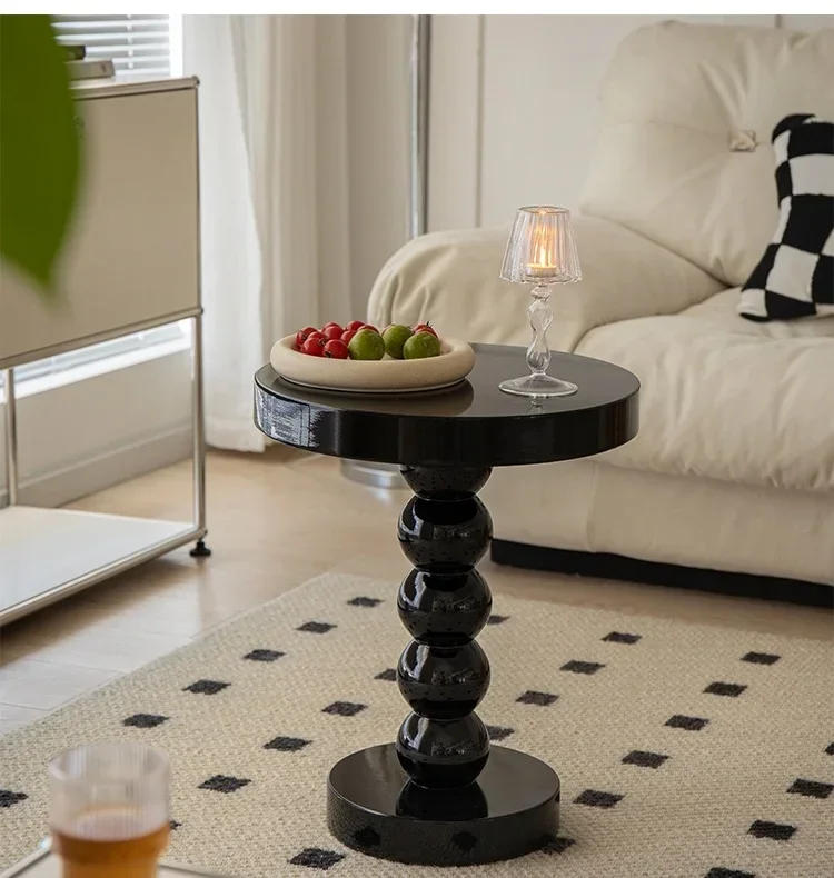 Description Picture 4 of itemModern Garden Coffee Table Nordic Black Wooden Outdoor Coffee Table Corner Round Mesa Lateral Para Sala Home Furniture YN50CT