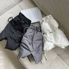 Women's Winter Fashion Gray Style Trendy Down Cotton Adjustable Drawstring Straps Warm Sports Leisure Socks Leg Covers for Women