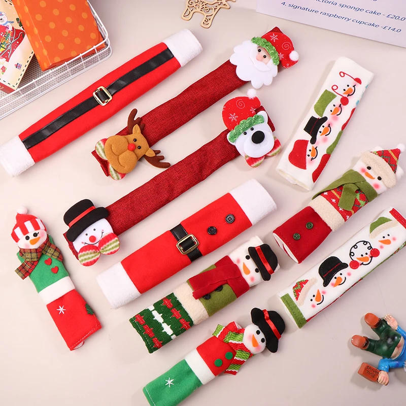Description Picture 5 of item1Set Christmas Refrigerator Handle Cover Cloth Microwave Kitchen Fridge Door Knob Protector Xmas Decorations Home